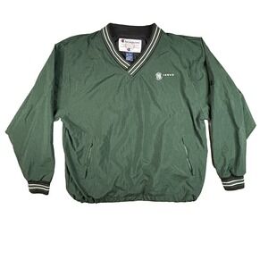 Champion Pullover Windbreaker L Green Janus Logo V-Neck Jacket SEE DESCRIPTION